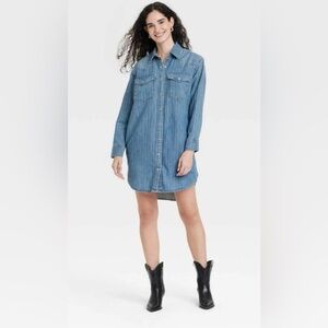Universal Thread Light Blue Denim Shirt Dress